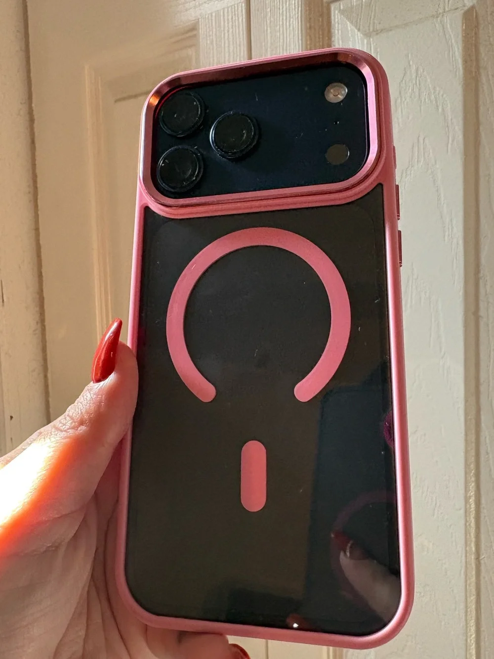 Pink Clear Phone Case with MagSafe Ring